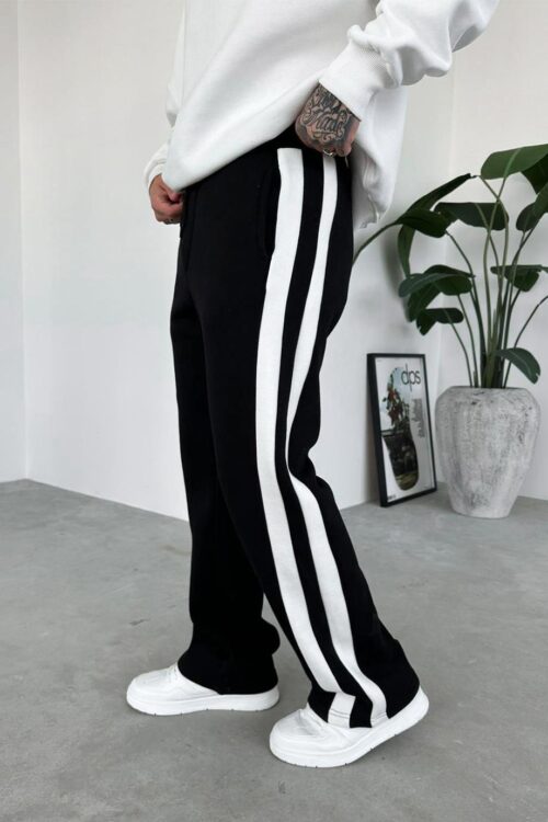 Black Stripe Detail Raised Baggy Tracksuit