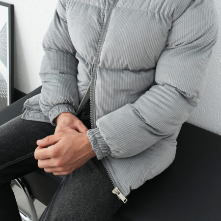 Velour Oversize Grey Puffer Jacket