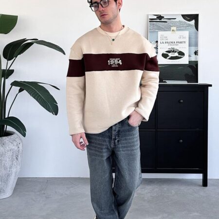 Cream 1994 Embroidery Detail Oversize Sweat