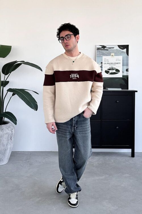 Cream 1994 Embroidery Detail Oversize Sweat