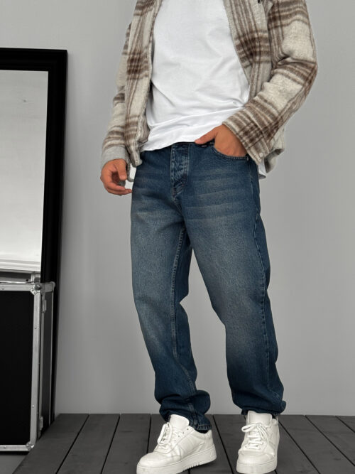 Dark Blue Effect Baggy Jeans