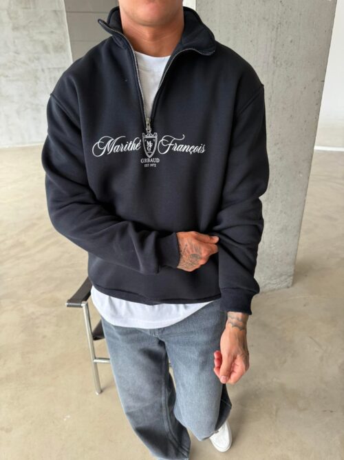 Marithé Francois Oversize Black Zipped Sweatshirt