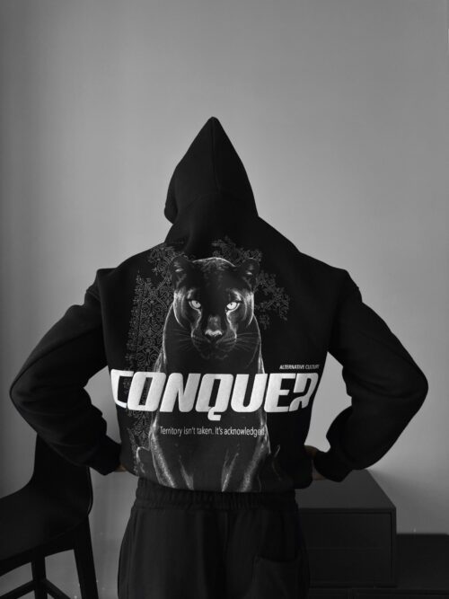 KM Oversize Conquer Hoodie - Black