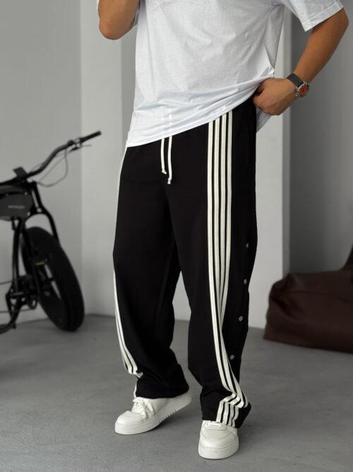 JJ - Black Striped Button Detail Tracksuit