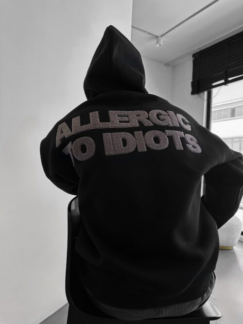 KM Oversize Detailed Allergic Hoodie - Black