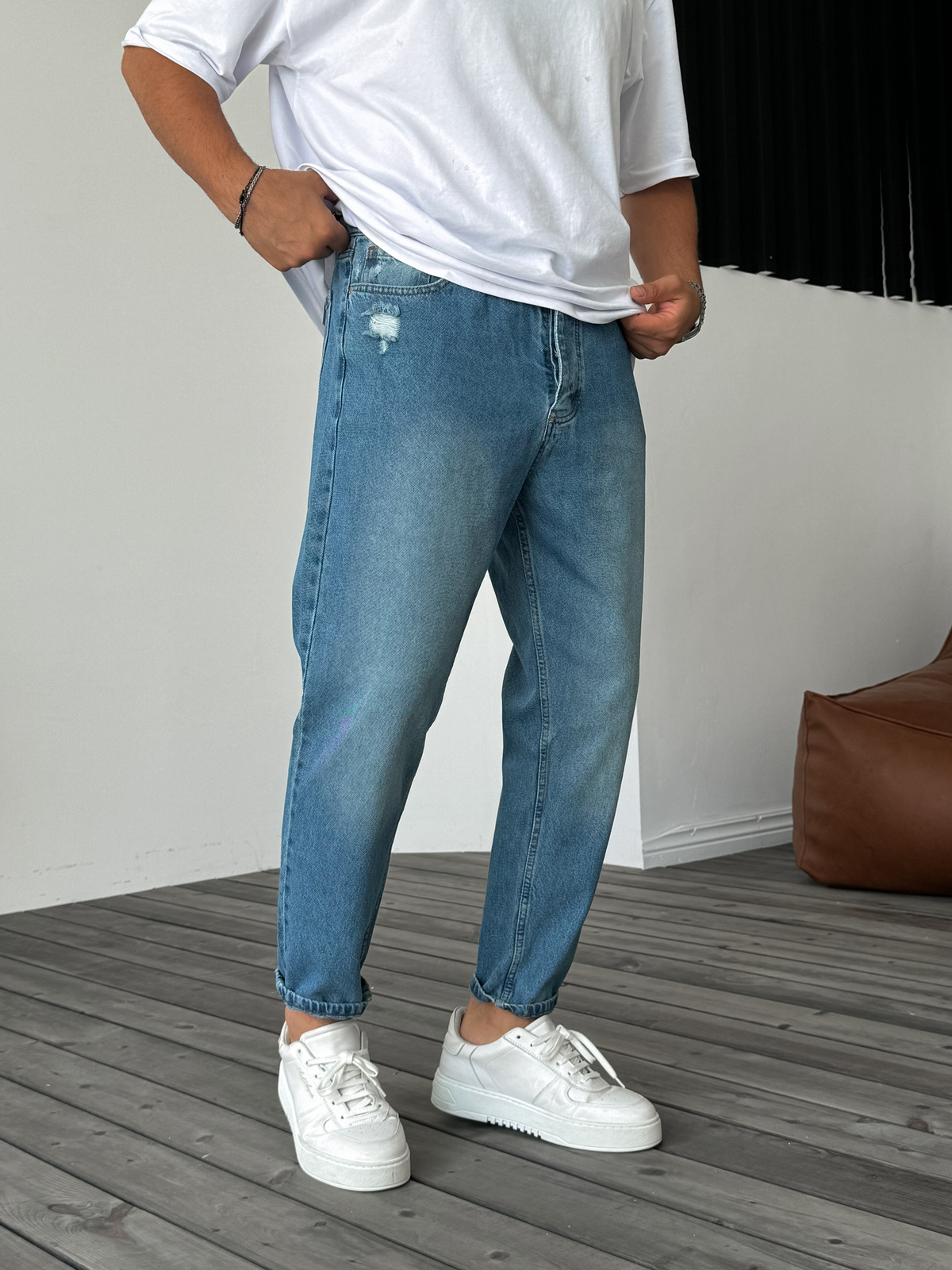 KE Blue Ripped Distressed Boyfriend