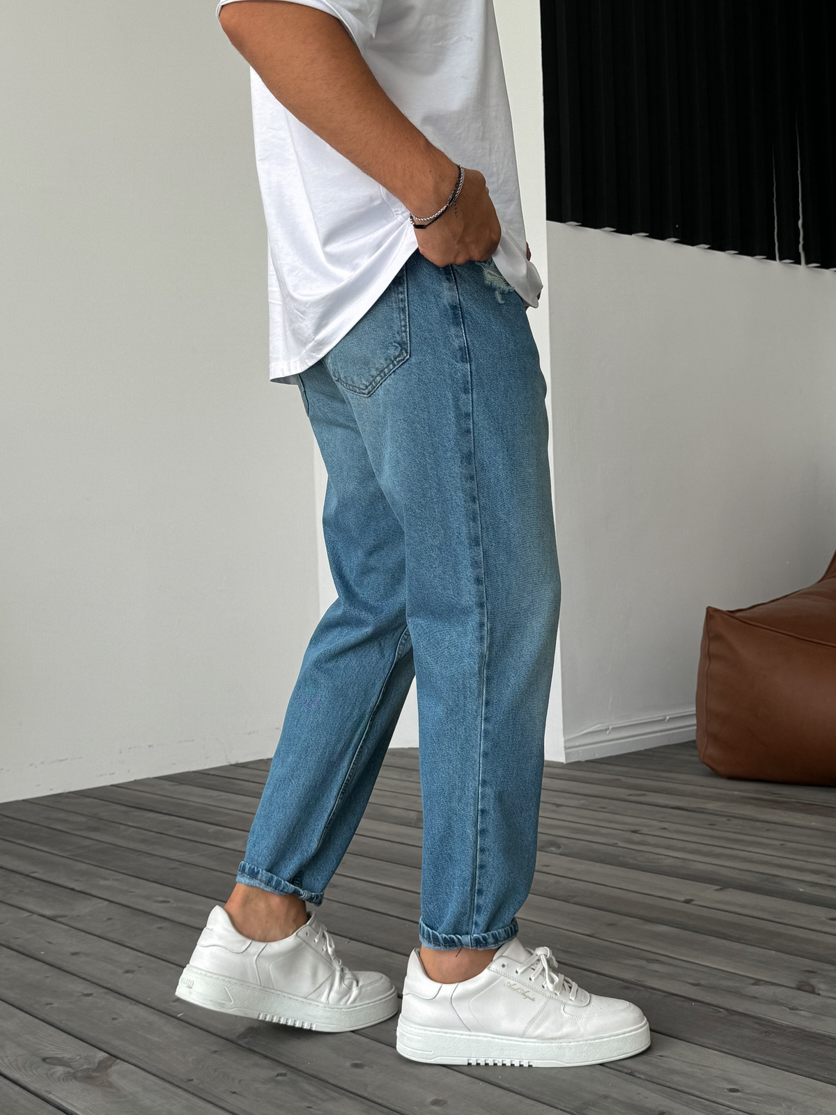 KE Blue Ripped Distressed Boyfriend - Image 4