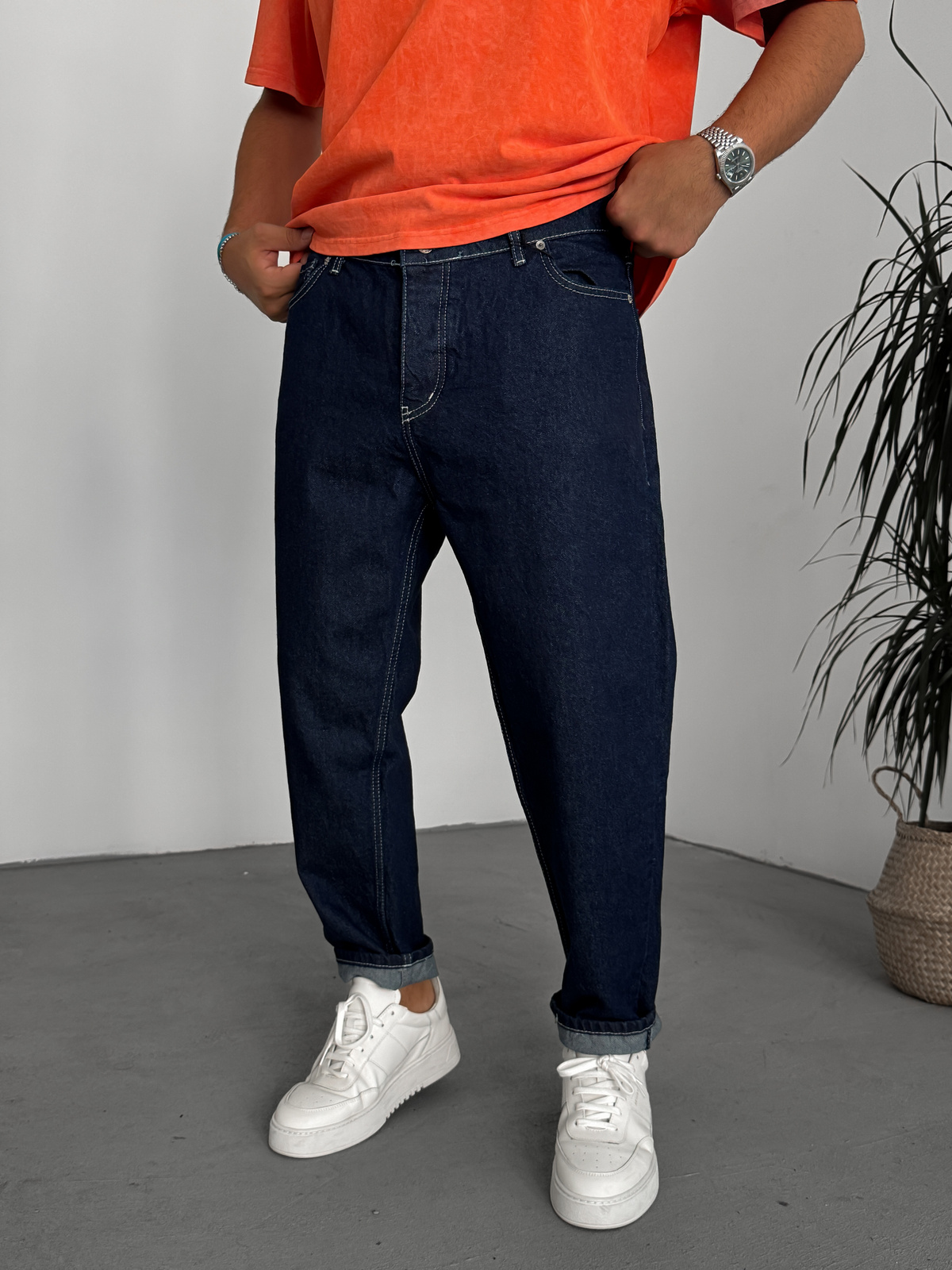 KE - Navy Washed Stitched Boyfriend - Image 2