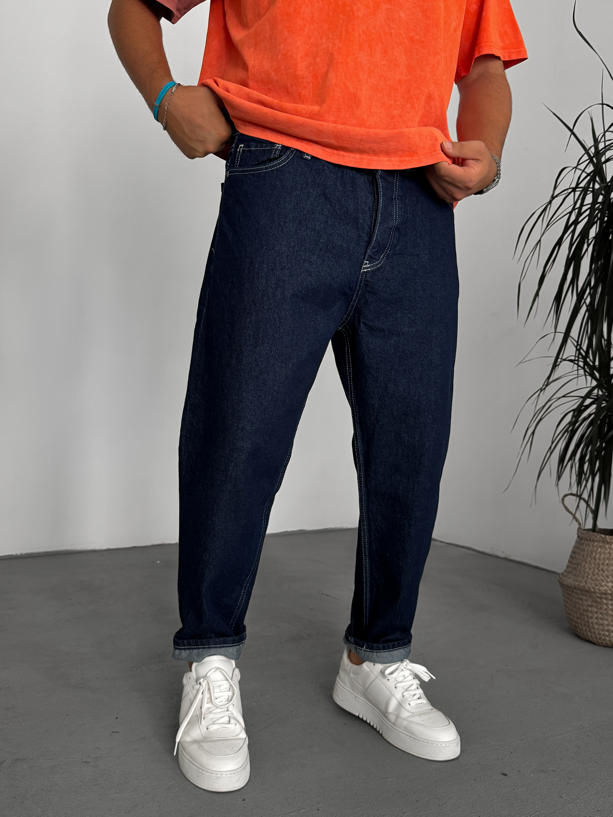 KE - Navy Washed Stitched Boyfriend - Image 3