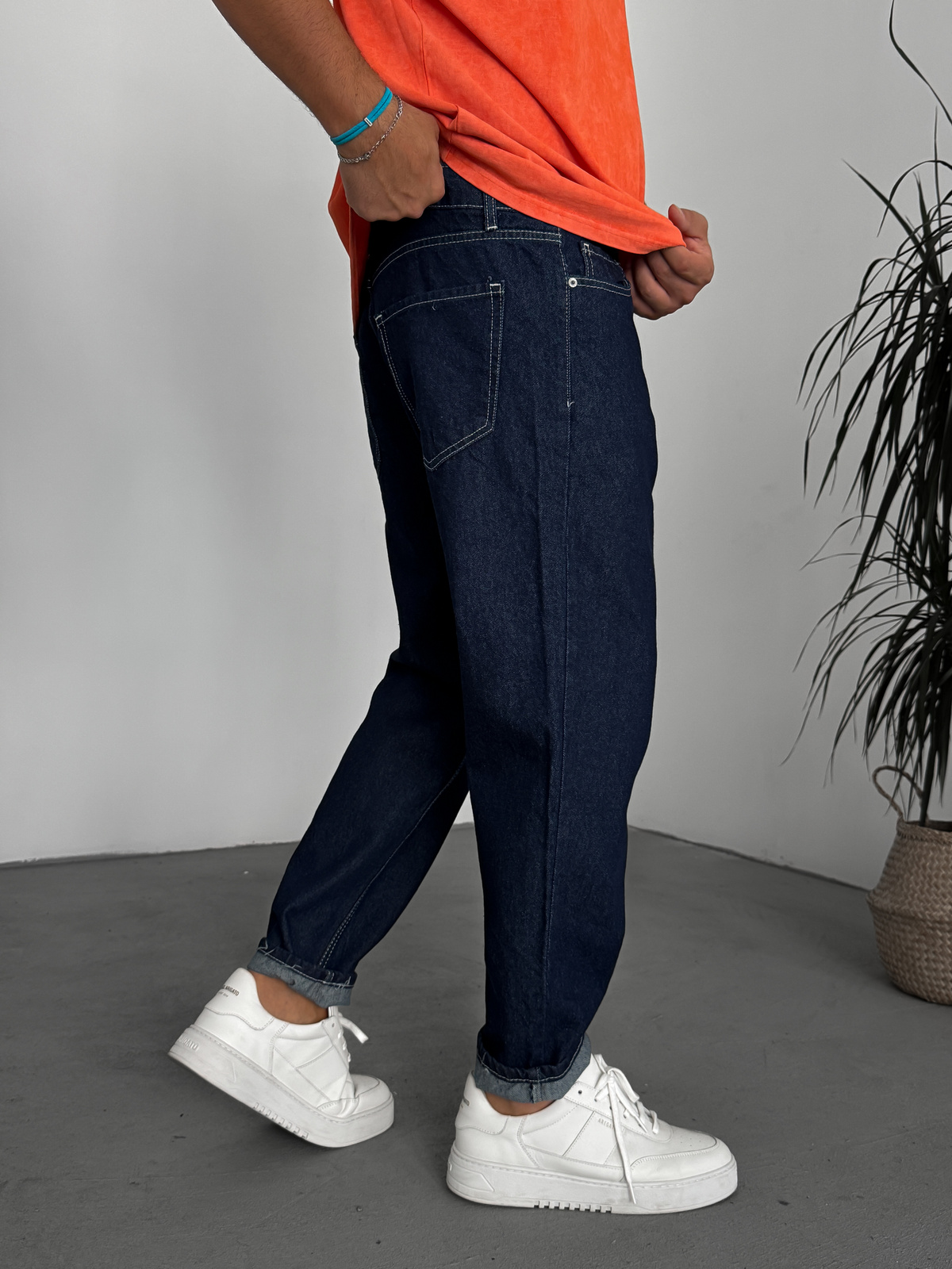 KE - Navy Washed Stitched Boyfriend - Image 4