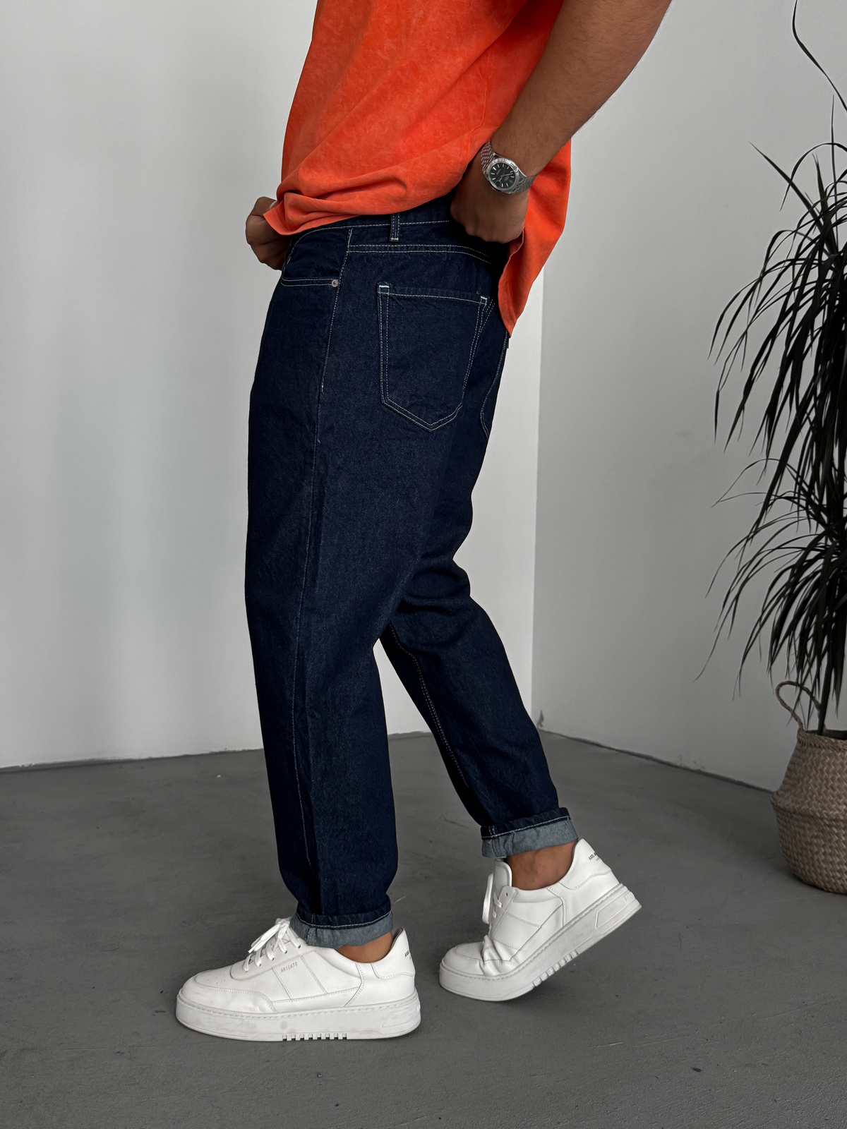 KE - Navy Washed Stitched Boyfriend - Image 5