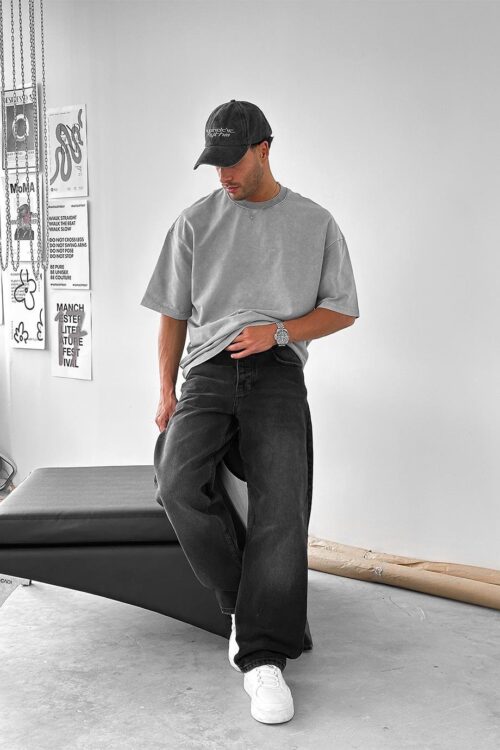 Acid Wash Light Grey Oversize T-shirt