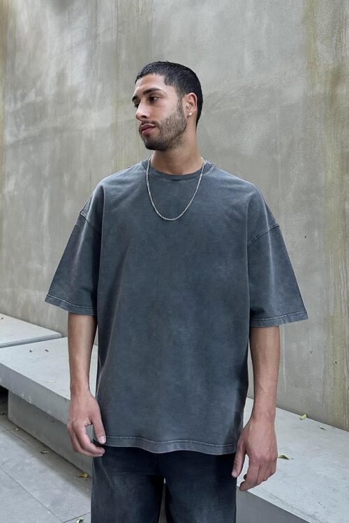 Acid Wash Dark Grey Oversize T-shirt