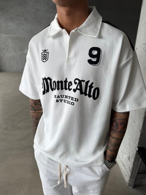 MONTE ALTO OVERSIZE WHITE POLO SHIRT.