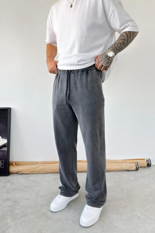 PM DARK GREY BASIC WASHED BAGGY SWEATPANTS