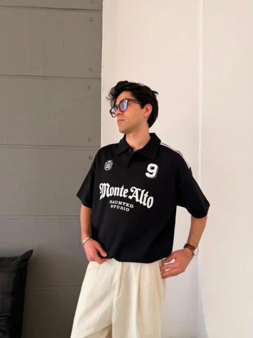 PM MONTE ALTO BLACK POLO T-SHIRT