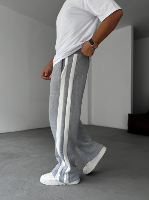 PM GREY STRIPED STRAIGHT LEG SWEATPANTS