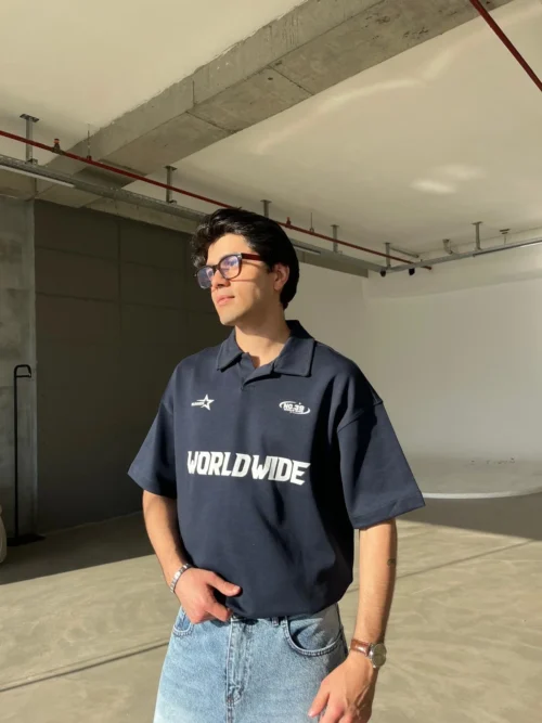 WORLDWIDE NAVY OVERSIZE POLO