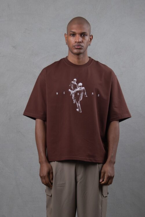 MEMBERS KAHVE CROPPED OVERSIZE T-SHIRT