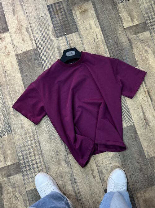 BURGUNDY CROPPED BASIC TSHIRT