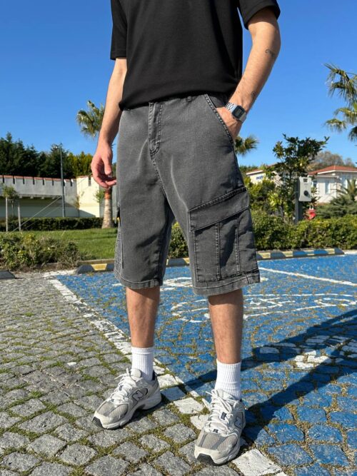 DARK GREY CARGO JORTS