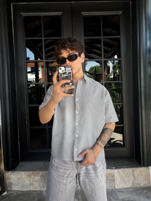 GREY CROPPED SHIRT