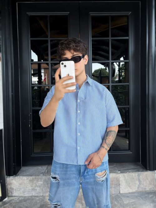BABY BLUE CROPPED SHIRT