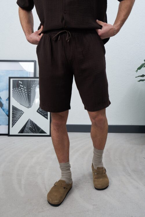 MARRAKECH CHOCOLATE LINEN SHORT