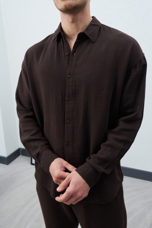 MARRAKECH CHOCOLATE LINEN SHIRT M01