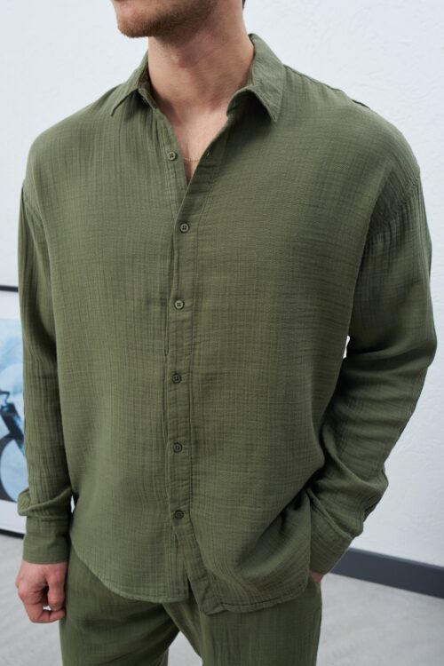 MARRAKECH KHAKI LINEN SHIRT M01