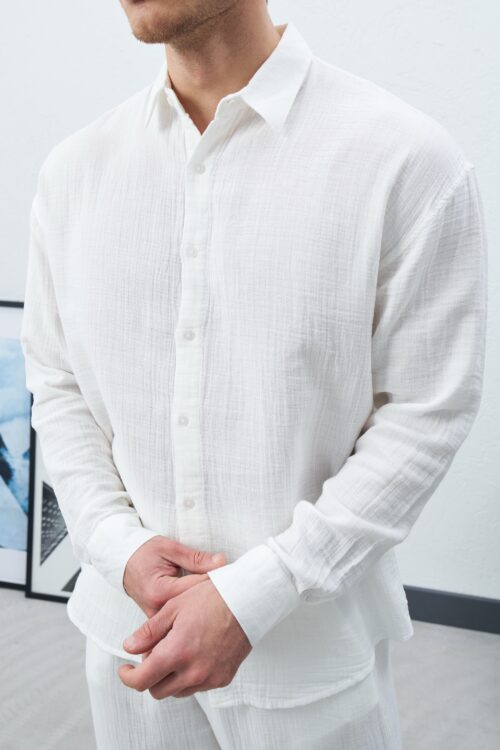 MARRAKECH WHITE LINEN SHIRT M01
