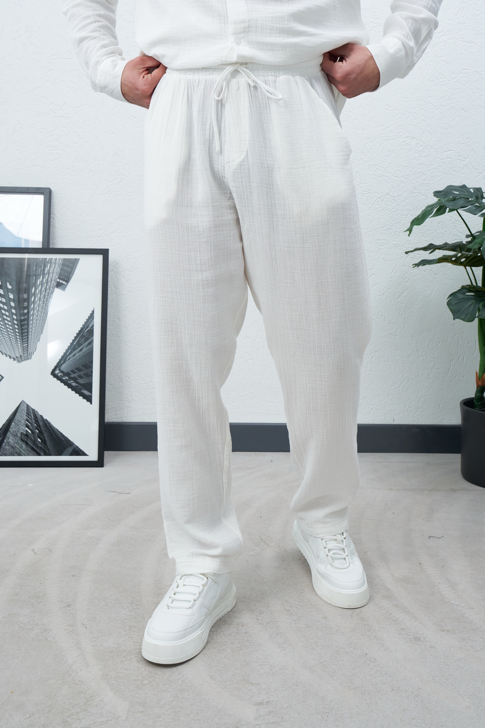 MARRAKECH WHITE LINEN PANTS