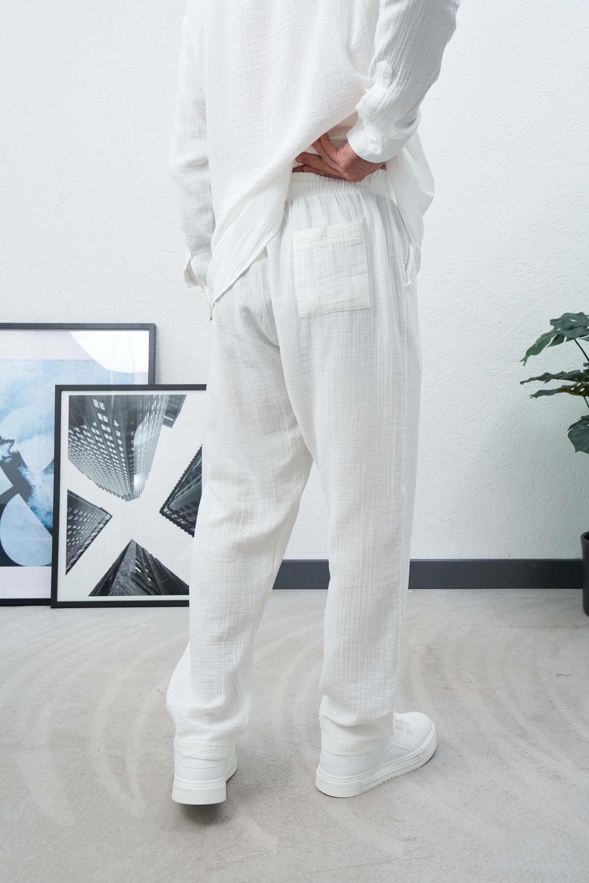 MARRAKECH WHITE LINEN PANTS - Image 2
