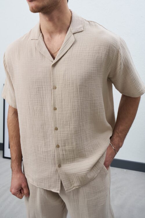 MARRAKECH BEIGE LINEN SHIRT M02