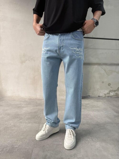 DF BLUE DESIGN BAGGY JEANS