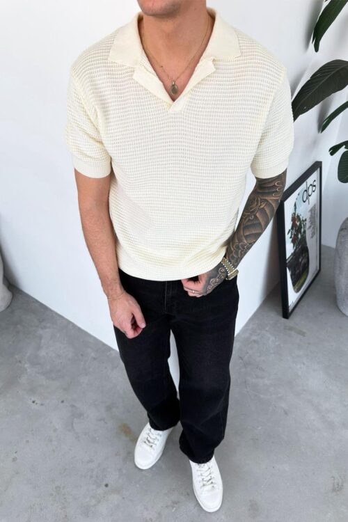 KNIT RELAXED BEIGE POLO