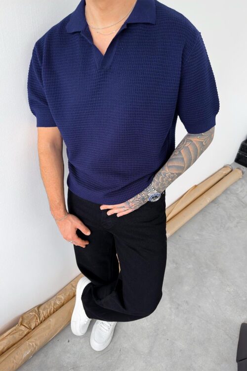 KNIT RELAXED NAVY POLO