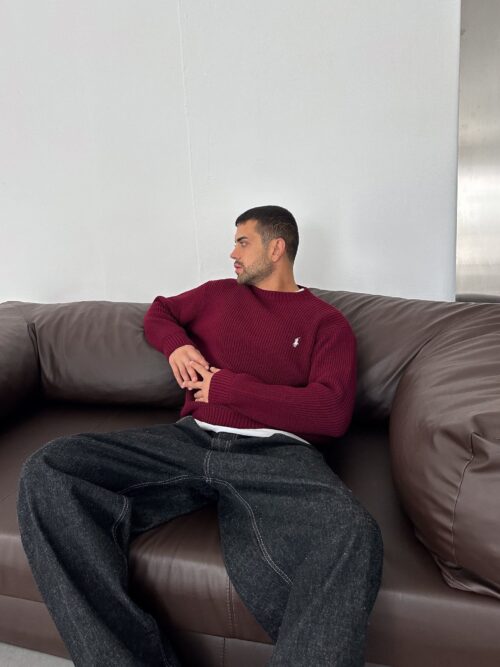 RALPH LAUREN BURGUNDY KNIT SWEATER