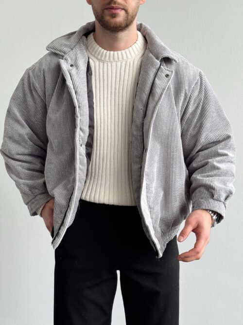 VELVET GREY BOMBER JACKET