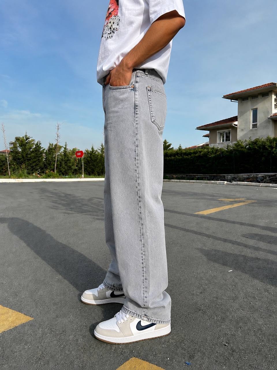 LIGHT GREY BAGGY JEANS - Image 3